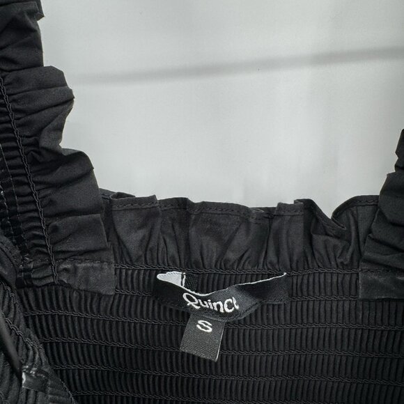 Quince Women's Organic Cotton Smocked Midi Dress sz S Black Sleeveless PO - Picture 6 of 7